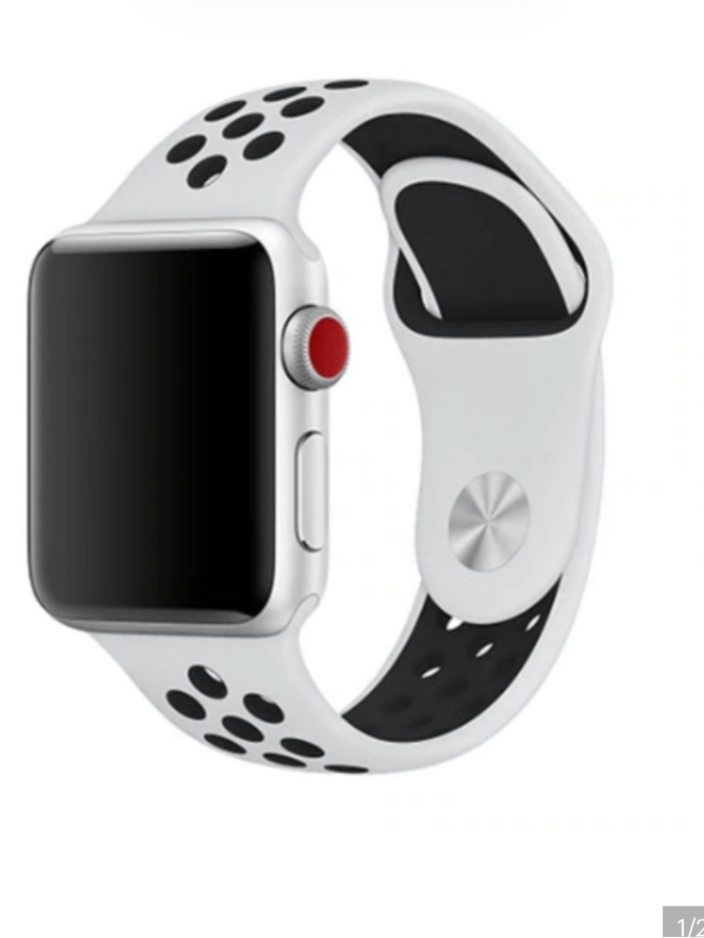 Apple Sport Silicone Smartwatch Band - White with Black Accents